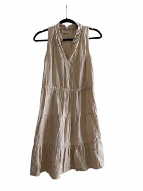 Sleeveless Cream Striped Midi Dress
